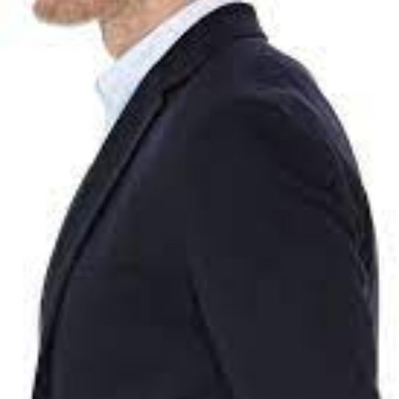 NWT HAGGAR MEN'S IN MOTION TAILORED FIT STRETCH BLAZER NAVY 46L (LONG) - Picture 2 of 9